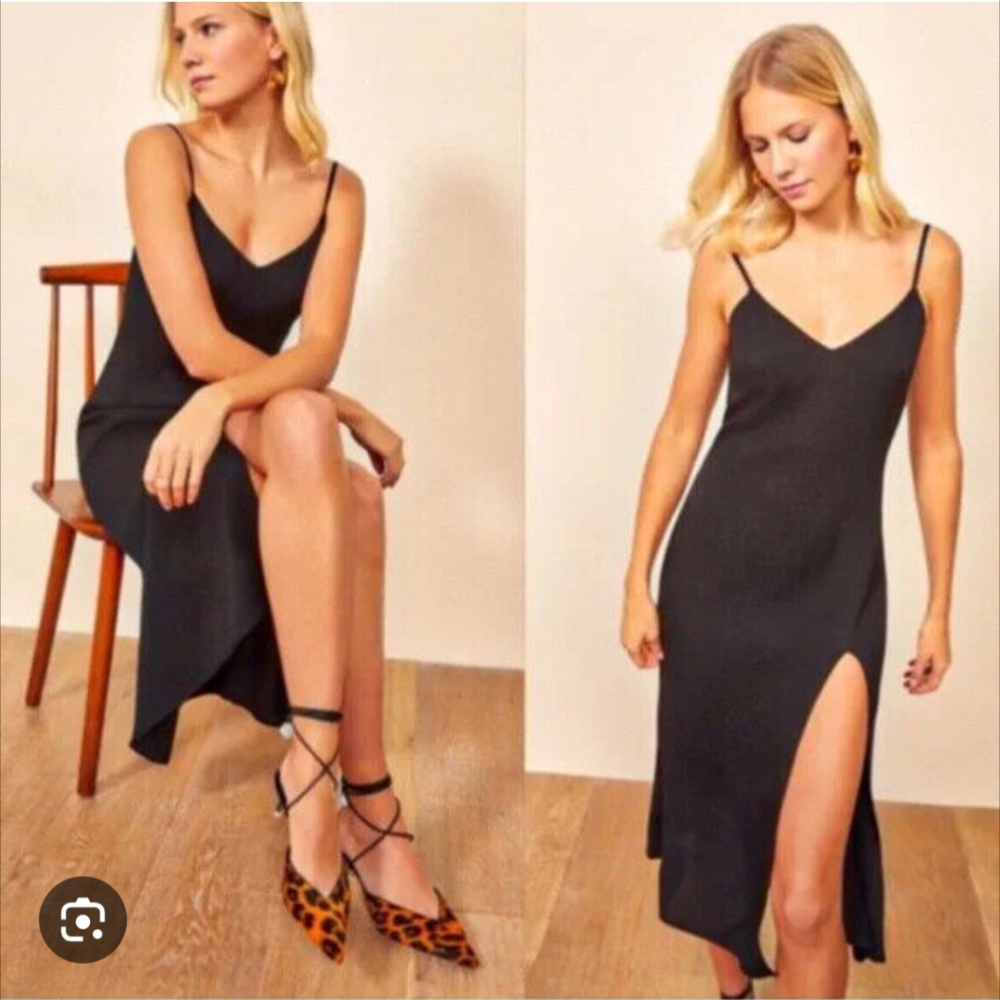 Reformation Black Crimini Midi Dress- medium (10)